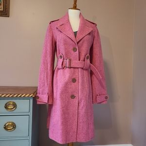 Express Pink Tweed Trench Coat
